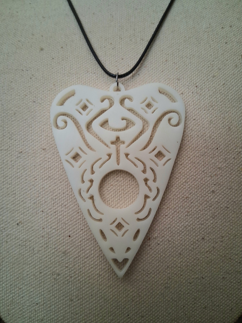 Carved White Heart Pendant Necklace
